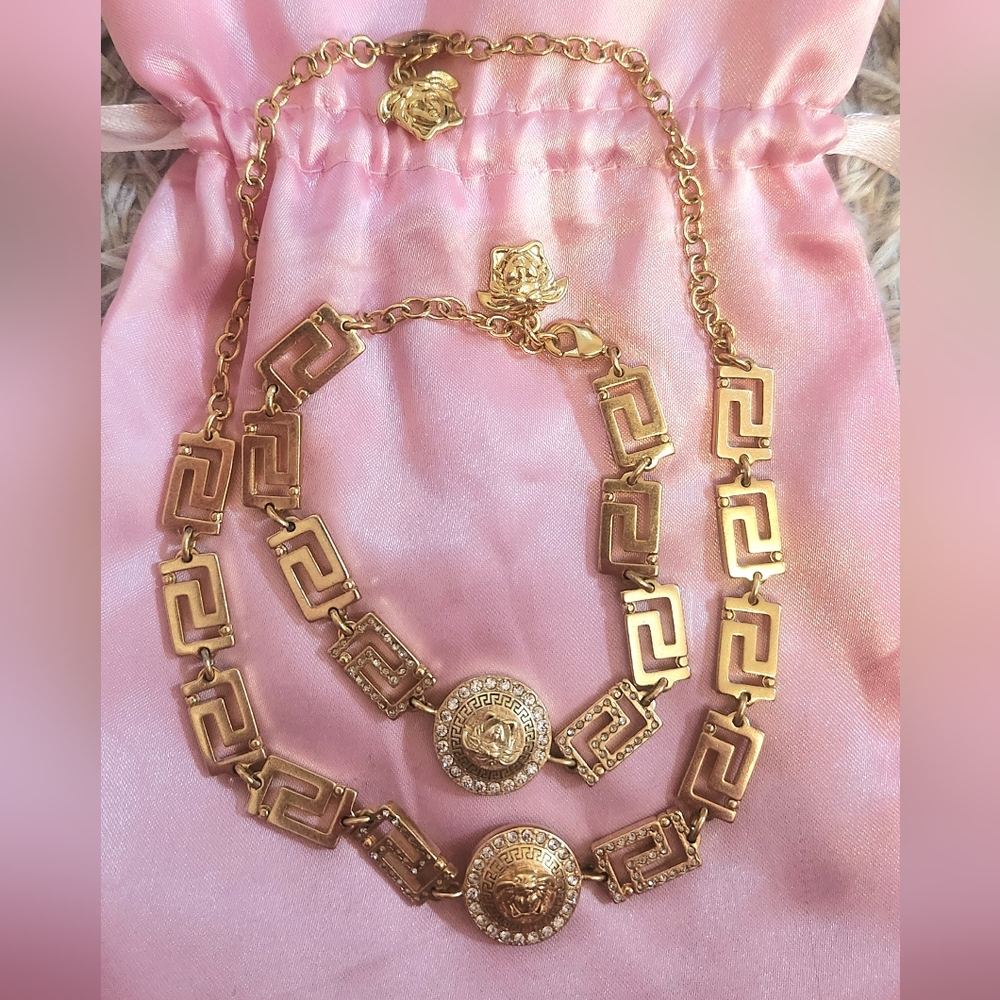Versace Gold Medusa Choker & Bracelet Set